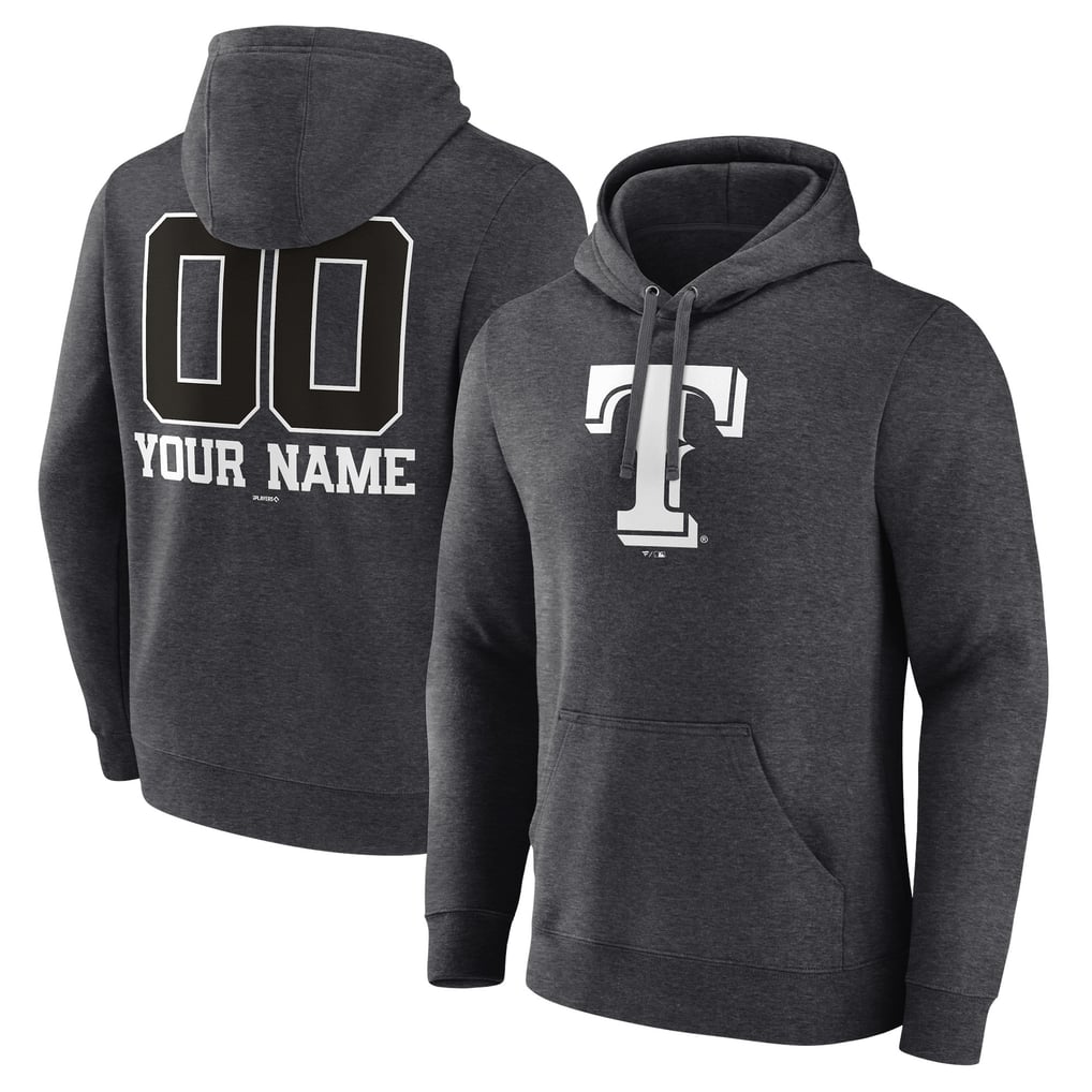 Texas Rangers Personalized Monochrome Name & Number Pullover Hoodie - Charcoal