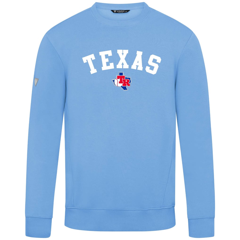  Texas Rangers Levelwear Zane Felt Arch Pullover Sweatshirt - Light Blue