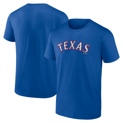 Texas Rangers Logo Athletic Wordmark T-Shirt - Royal