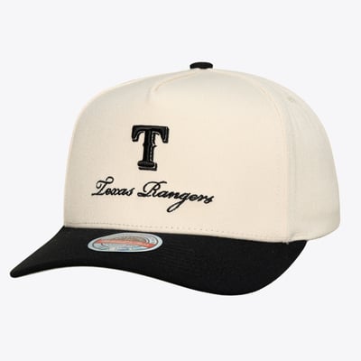  Texas Rangers Mitchell & Ness Flawless Stretch Snapback Hat - Cream/Black