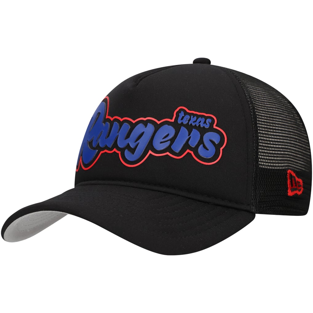 Texas Rangers New Era Retro Bold A-Frame Trucker 9FORTY Adjustable Hat - Black