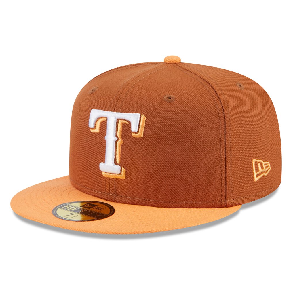 Texas Rangers New Era Spring Color Basic Two-Tone 59FIFTY Fitted Hat - Brown/Orange