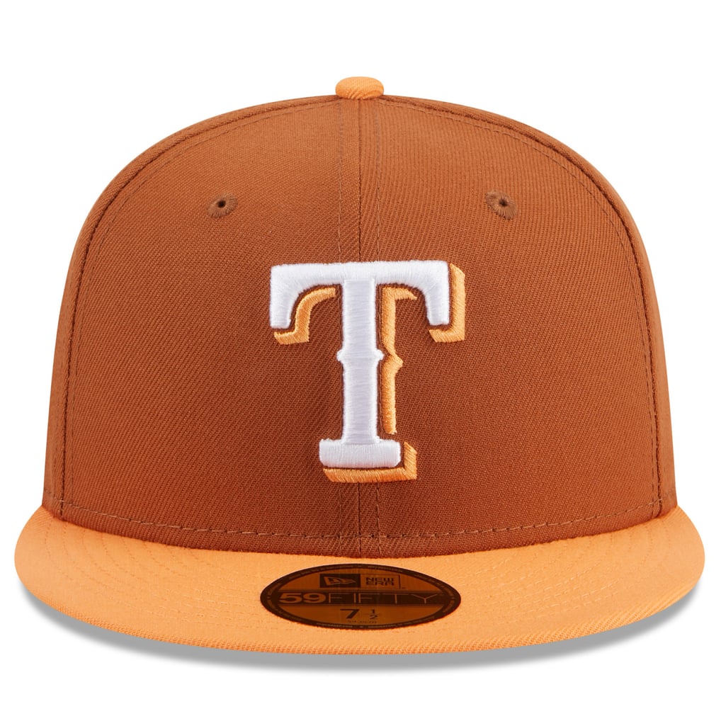 Texas Rangers New Era Spring Color Basic Two-Tone 59FIFTY Fitted Hat - Brown/Orange