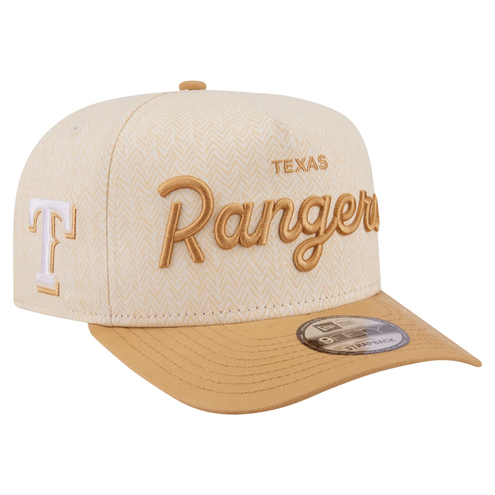  Texas Rangers New Era Herringbone 9FIFTY A-Frame Snapback Hat - Cream