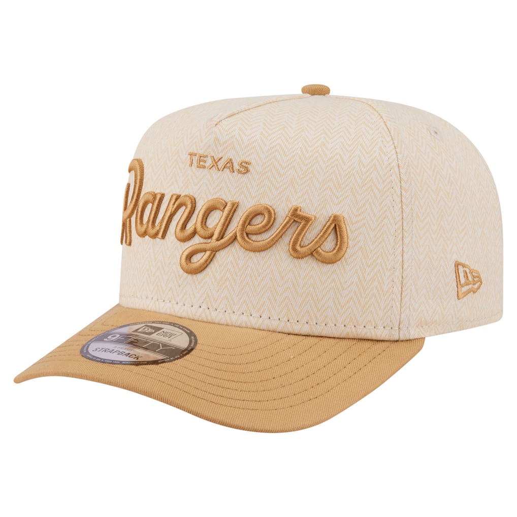  Texas Rangers New Era Herringbone 9FIFTY A-Frame Snapback Hat - Cream