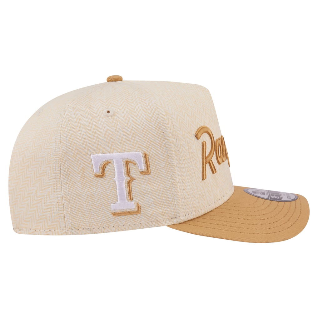  Texas Rangers New Era Herringbone 9FIFTY A-Frame Snapback Hat - Cream