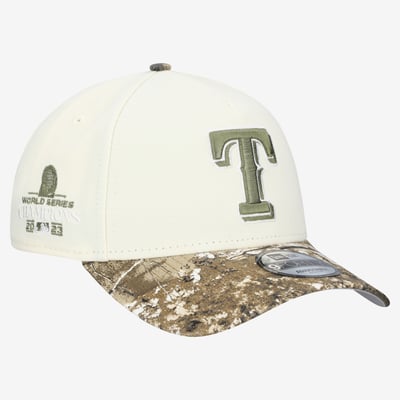 Texas Rangers New Era 9FORTY A-Frame Adjustable Hat - Cream/Realtree Camo