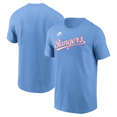 Texas Rangers Nike Cooperstown Collection Wordmark T-Shirt - Light Blue