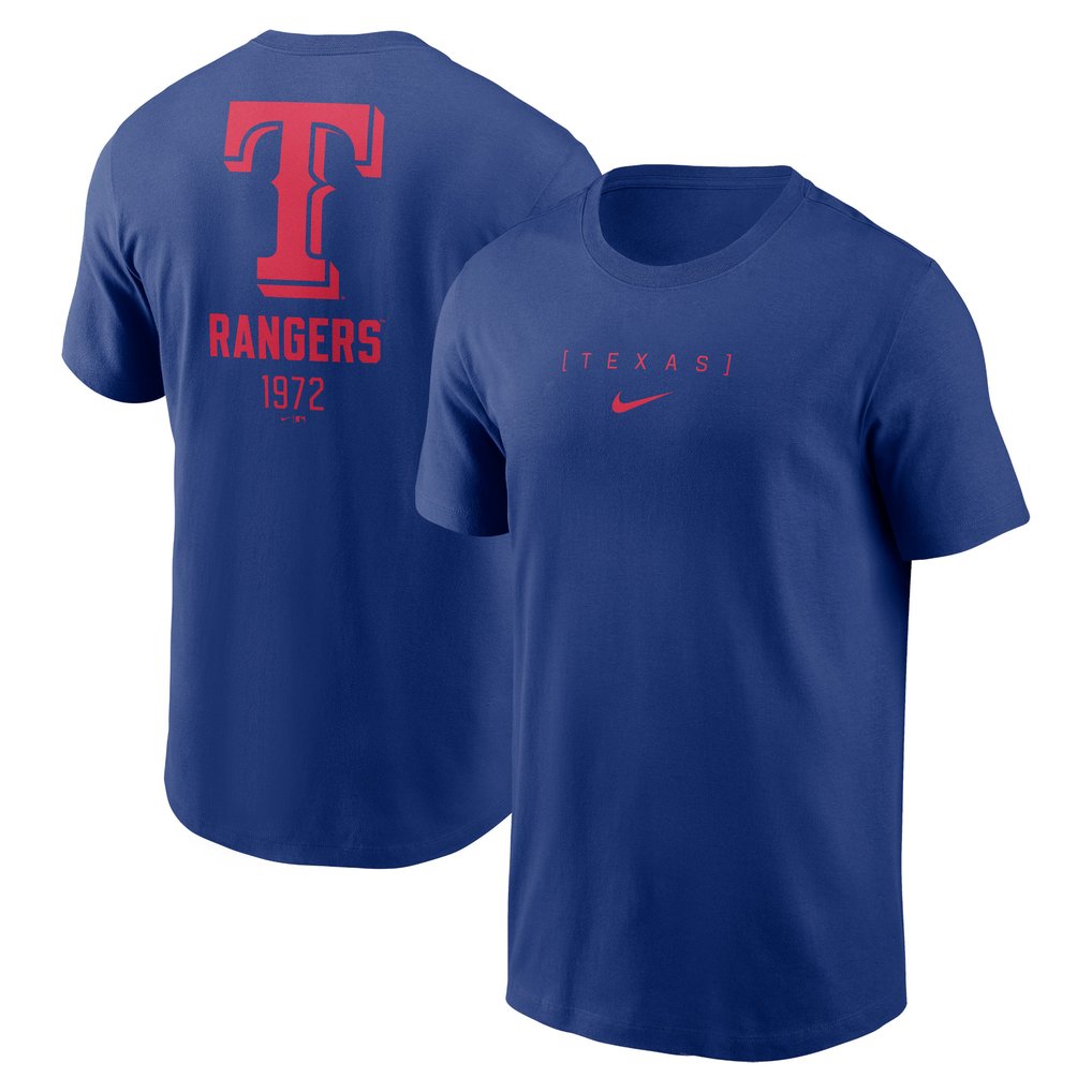 Texas Rangers Nike Large Logo Back Stack T-Shirt - Royal