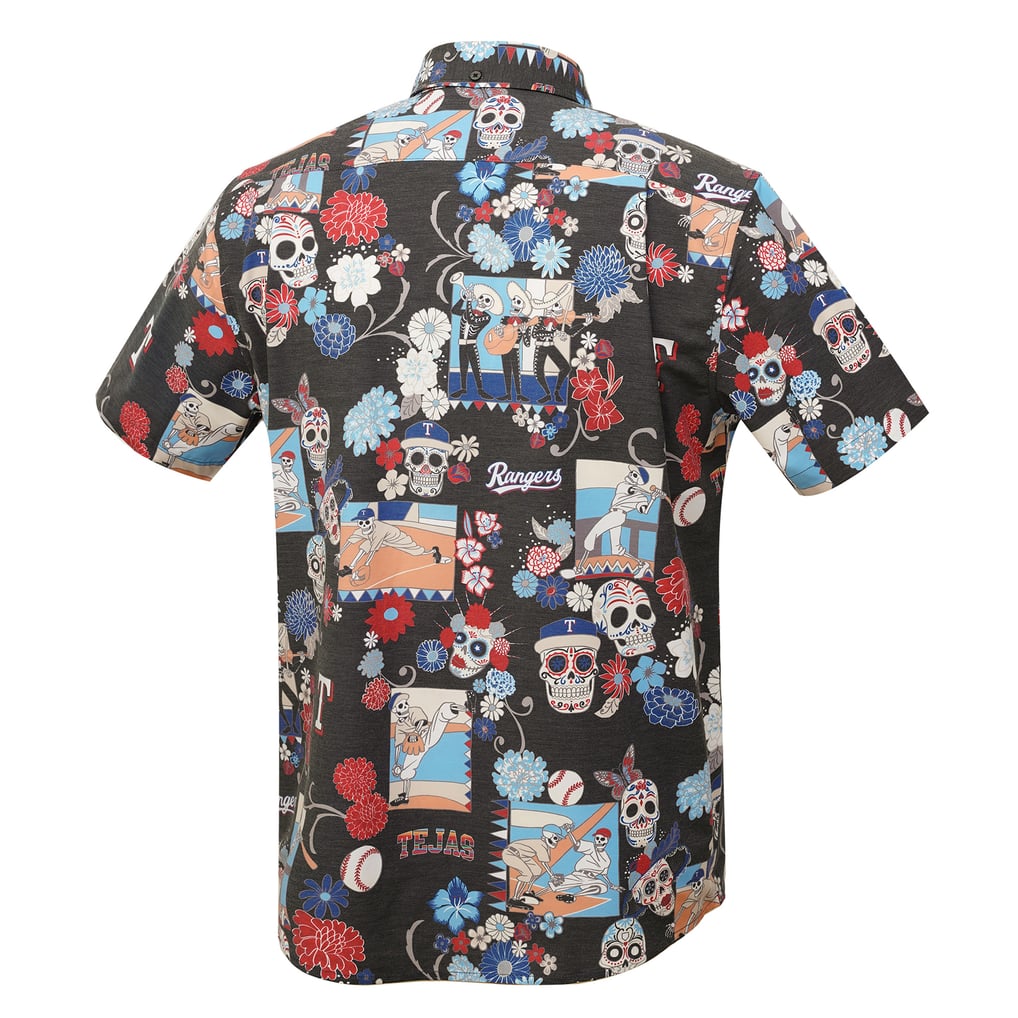 Texas Rangers Reyn Spooner Día De Los Muertos Tri-Blend Button-Down Shirt - Black