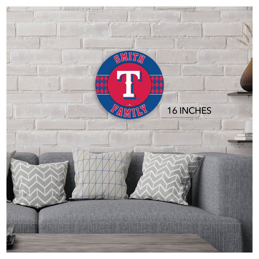 Texas Rangers 16" Personalized Circle Wall Art