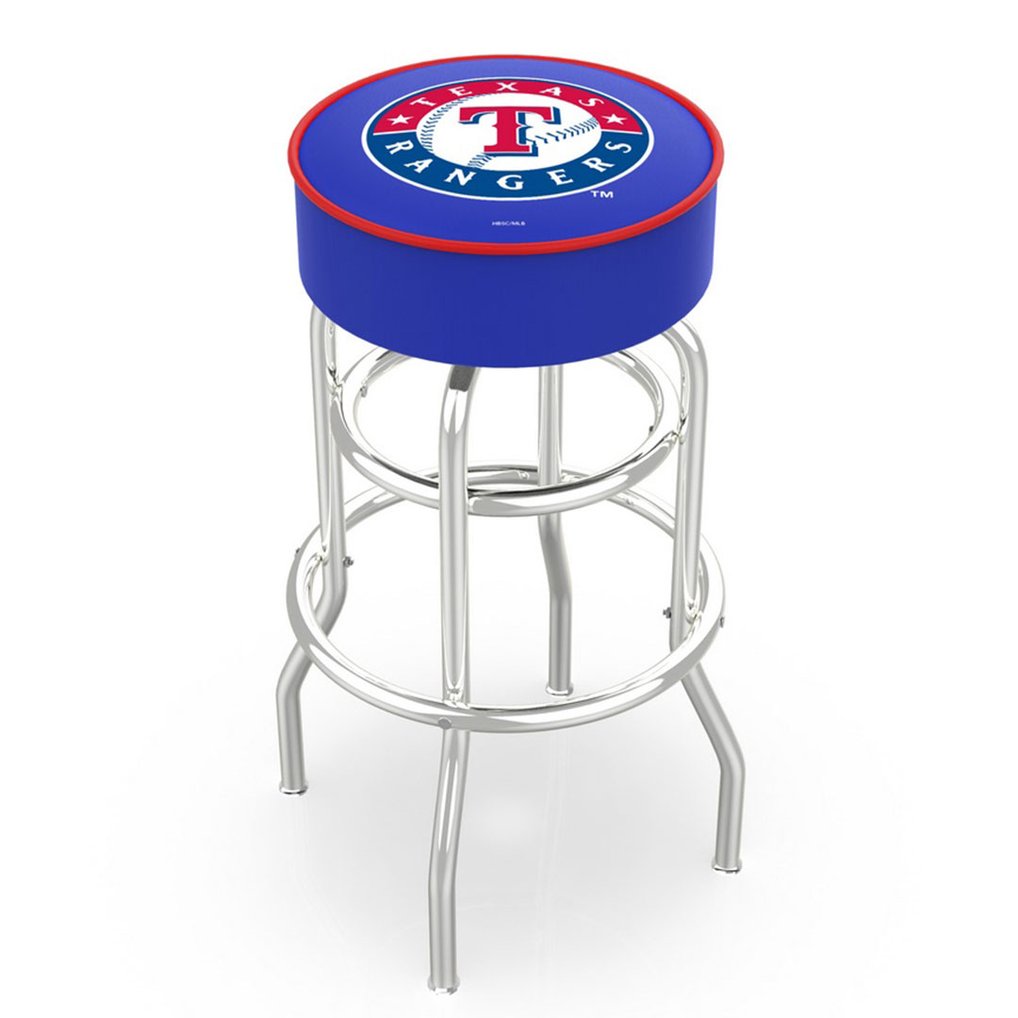 Texas Rangers 25" Double Ring Chrome Swivel Counter Stool