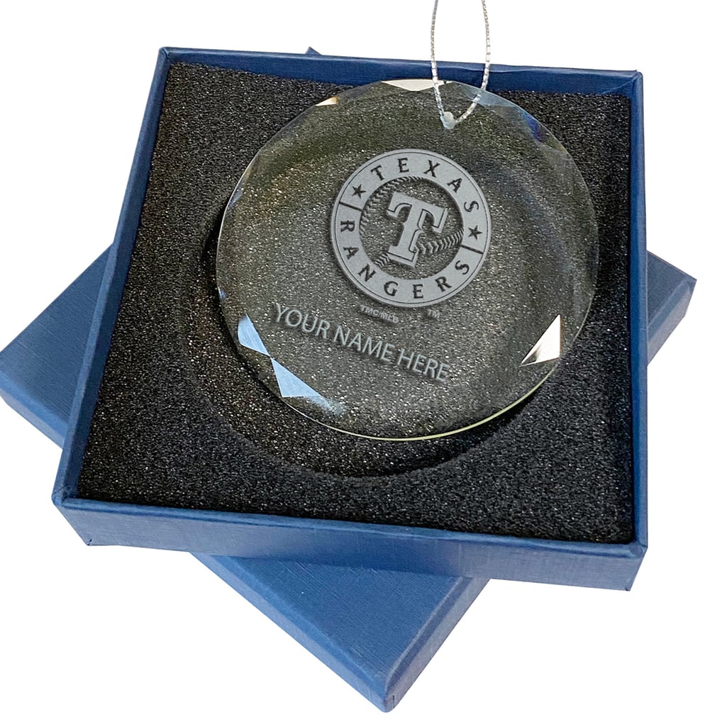 Texas Rangers 3.25'' Personalized Etched Glass Ornament