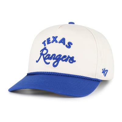 Texas Rangers '47 Unisex Rope Script Hitch Adjustable Hat - Natural/Royal