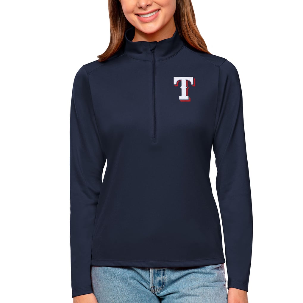 Texas Rangers Antigua Women's Tribute Quarter-Zip Pullover Top - Black