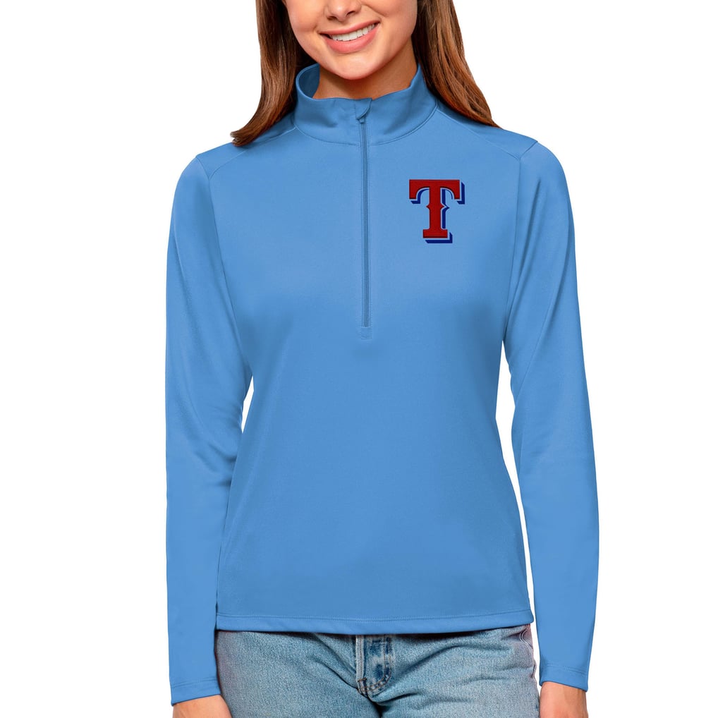 Texas Rangers Antigua Women's Tribute Quarter-Zip Pullover Top - Blue