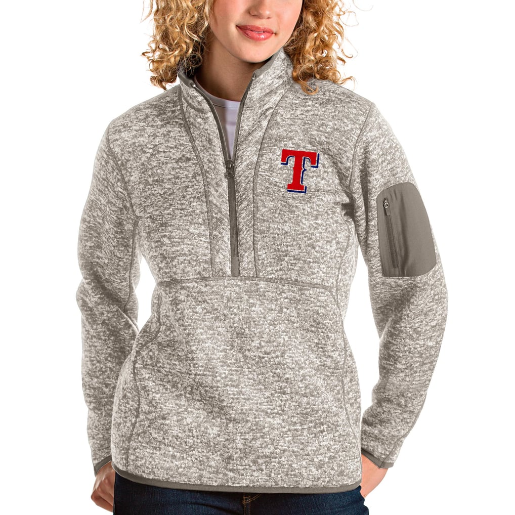 Texas Rangers Antigua Women's Fortune Quarter-Zip Pullover Jacket - Oatmeal
