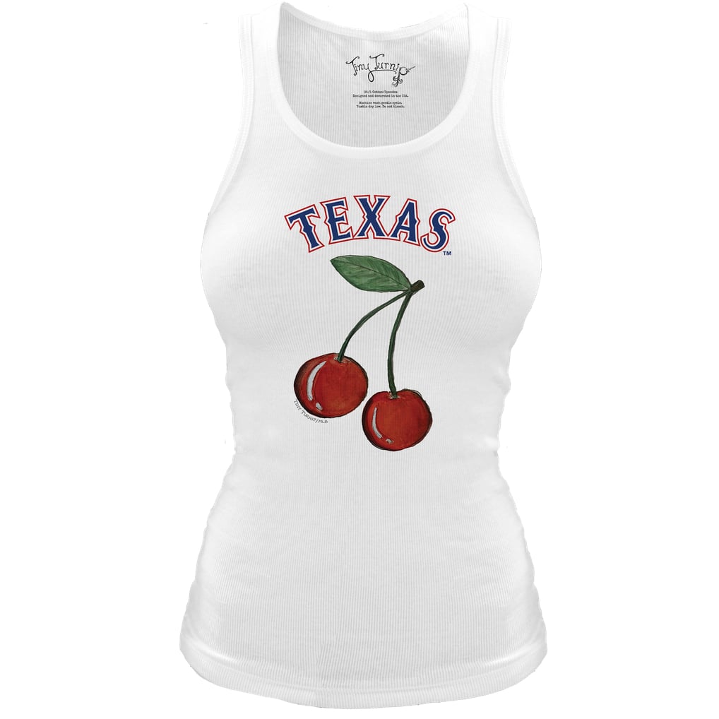 Texas Rangers Tiny Turnip Women's Fitted Cherries Tri-Blend Tank Top - White