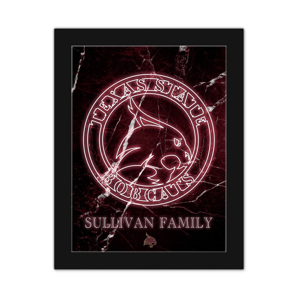 Texas State Bobcats Personalized 12" x 16" Framed Art Print