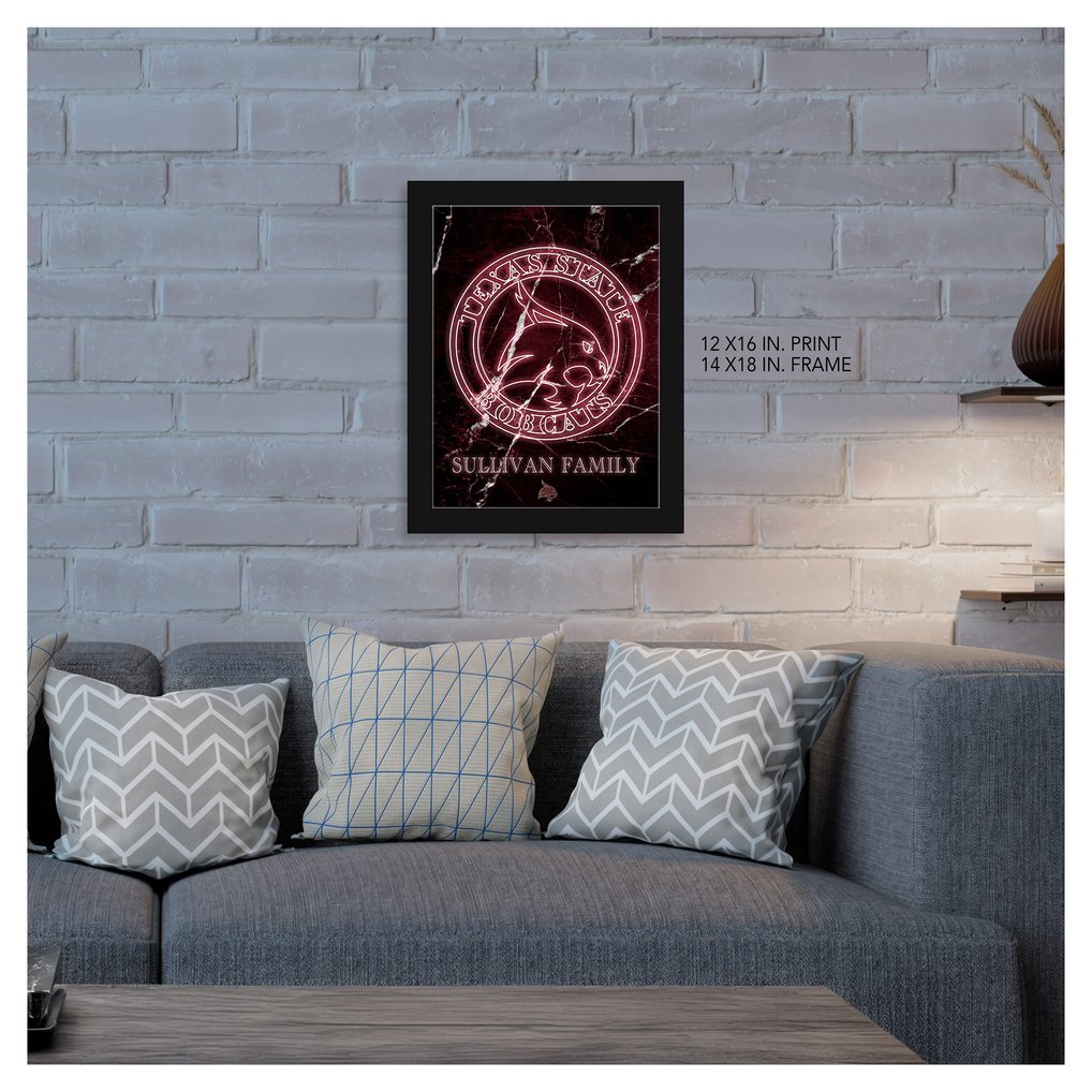 Texas State Bobcats Personalized 12" x 16" Framed Art Print
