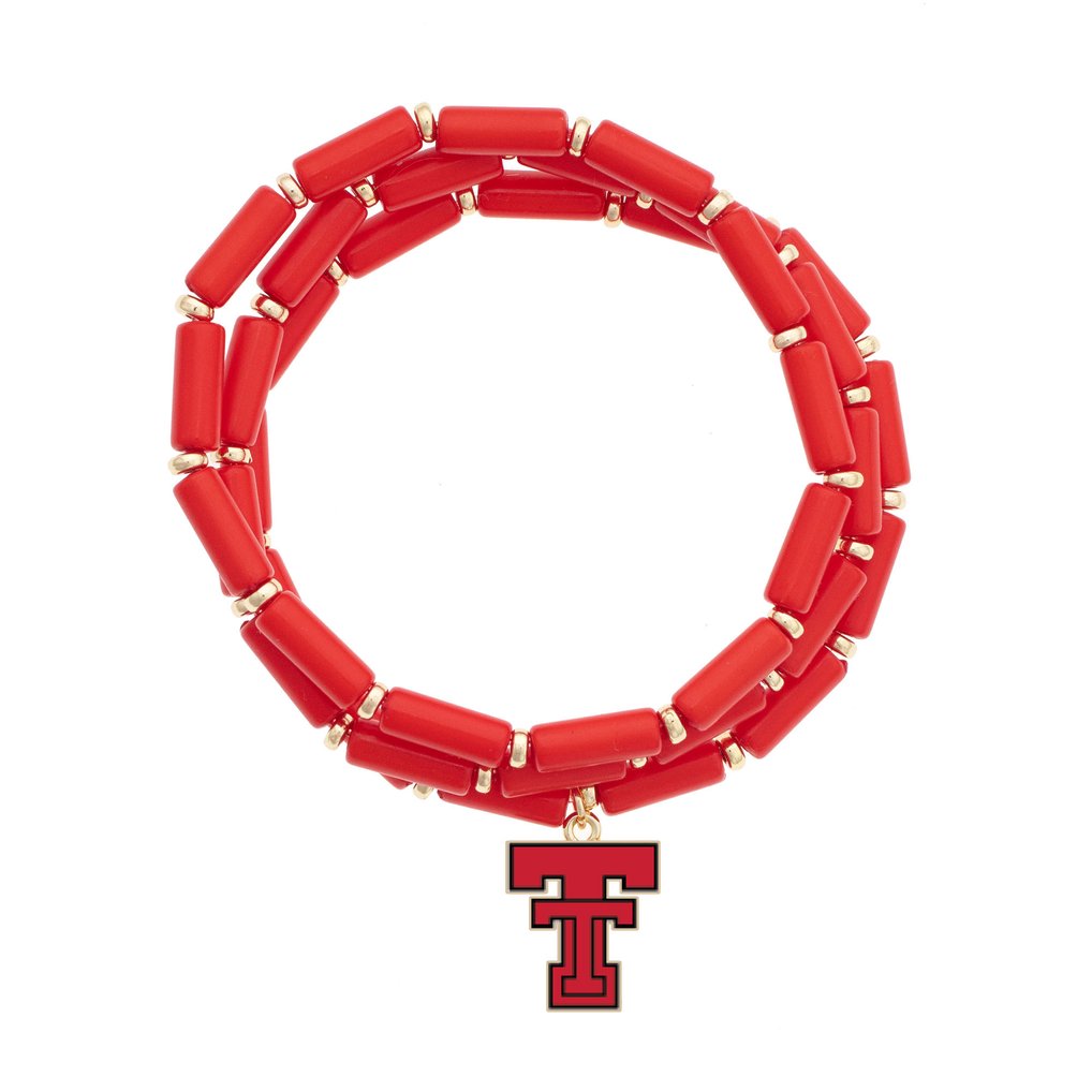 Texas Tech Red Raiders CANVAS Style  Beaded Bracelet Set of Three