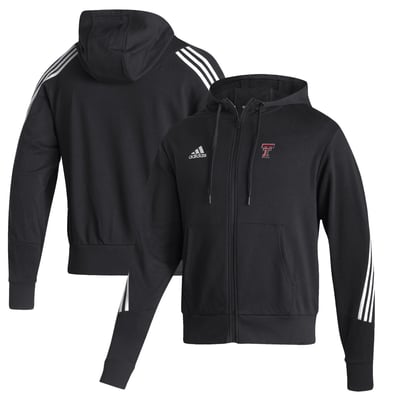 Texas Tech Red Raiders adidas Three-Stripe Full-Zip Hoodie - Black