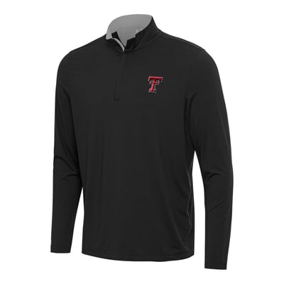 Texas Tech Red Raiders Antigua Content Quarter-Zip Pullover Top - Black/Gray