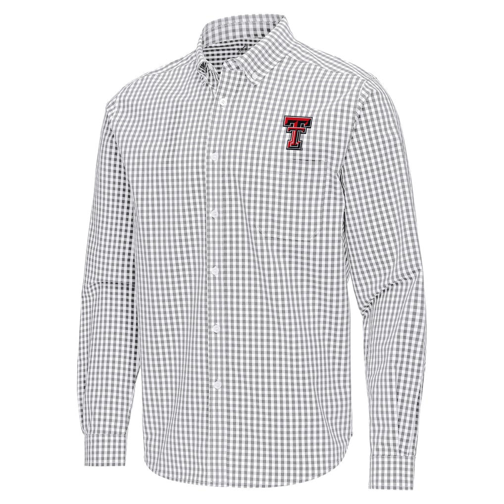 Texas Tech Red Raiders Antigua Ellis Woven Tri-Blend Long Sleeve Button-Down Shirt - Gray