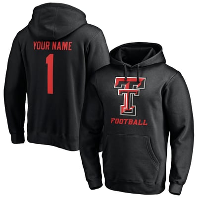 Texas Tech Red Raiders Personalized Any Name & Number One Color Pullover Hoodie - Black