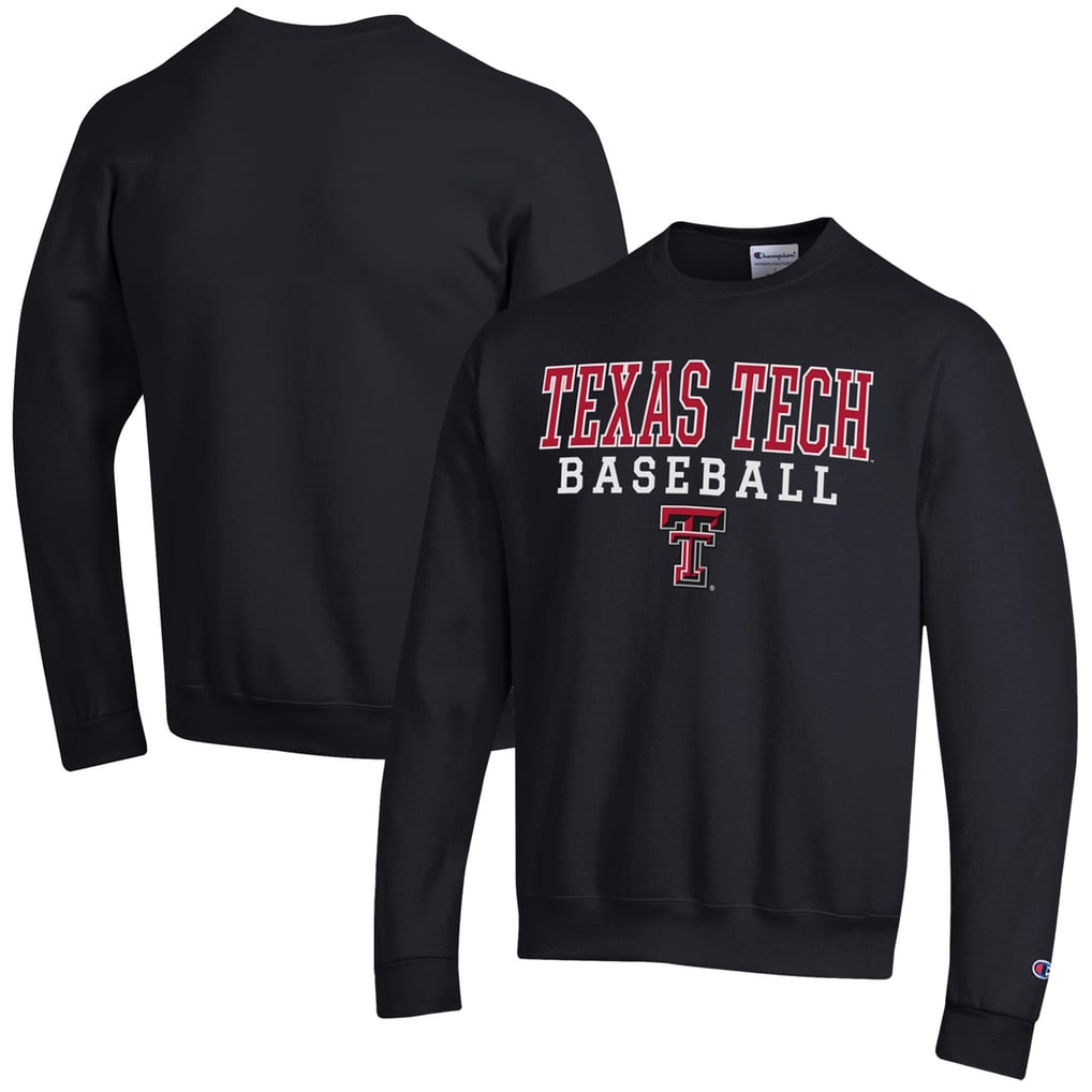  Texas Tech Red Raiders Champion Baseball Stack Powerblend Pullover Sweatshirt - Black
