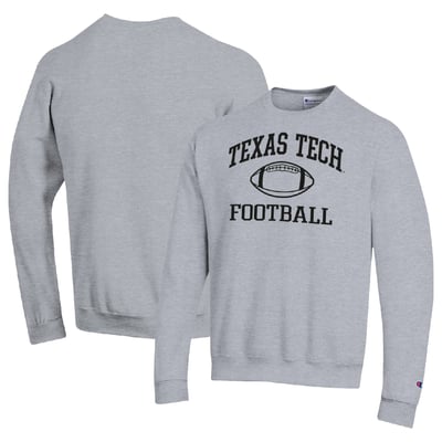 Texas Tech Red Raiders Champion Football Icon Pullover Sweatshirt - Heather Gray