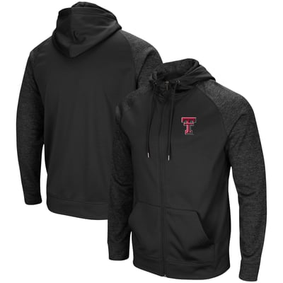 Texas Tech Red Raiders Colosseum Blackout 3.0 Tonal Raglan Full-Zip Hoodie - Black