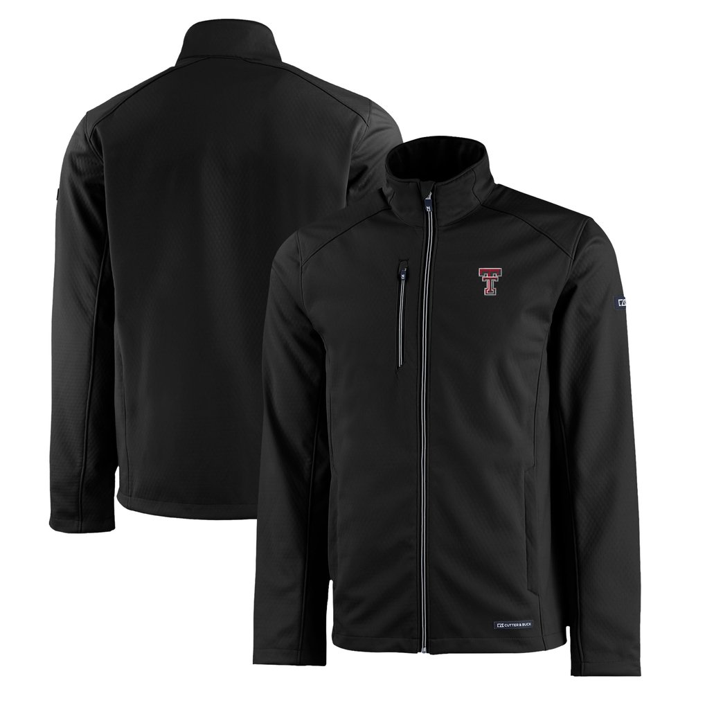  Texas Tech Red Raiders Cutter & Buck Evoke Eco Softshell Recycled Full-Zip Jacket - Black