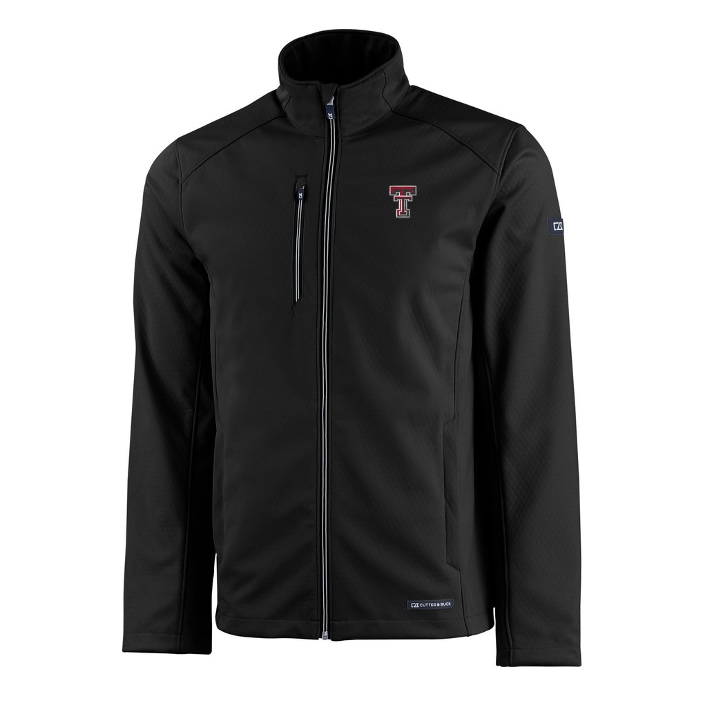  Texas Tech Red Raiders Cutter & Buck Evoke Eco Softshell Recycled Full-Zip Jacket - Black
