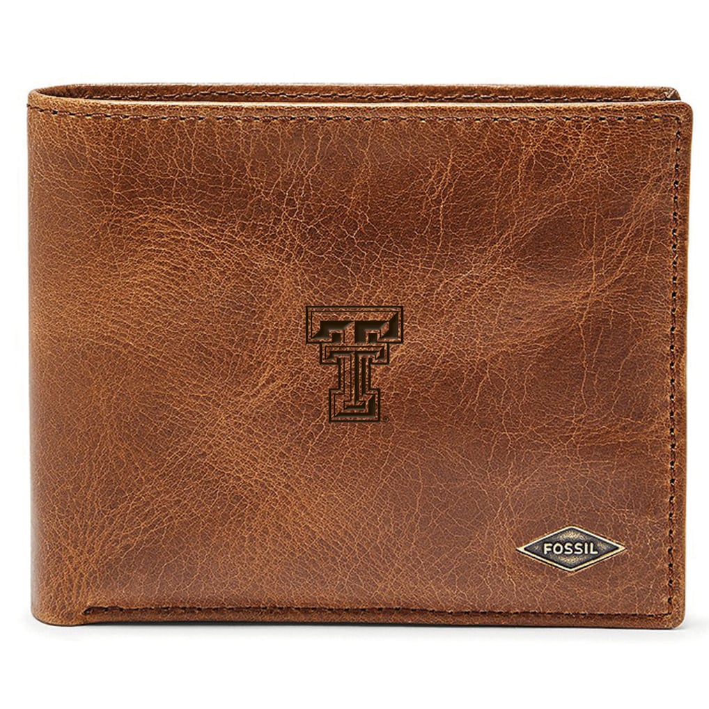 Texas Tech Red Raiders Fossil Leather Ryan RFID Passcase Wallet - Brown