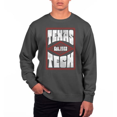 Texas Tech Red Raiders Uscape Apparel Pigment Dyed Fleece Crewneck Sweatshirt - Black