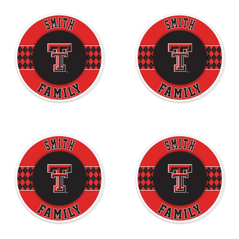 Texas Tech Red Raiders 4" Personalized Circular Coasters 4-Pack Set