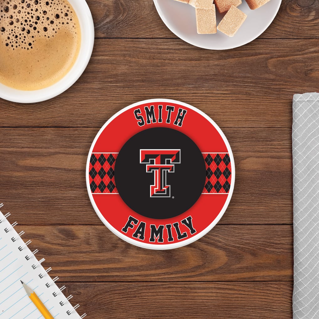 Texas Tech Red Raiders 4" Personalized Circular Coasters 4-Pack Set