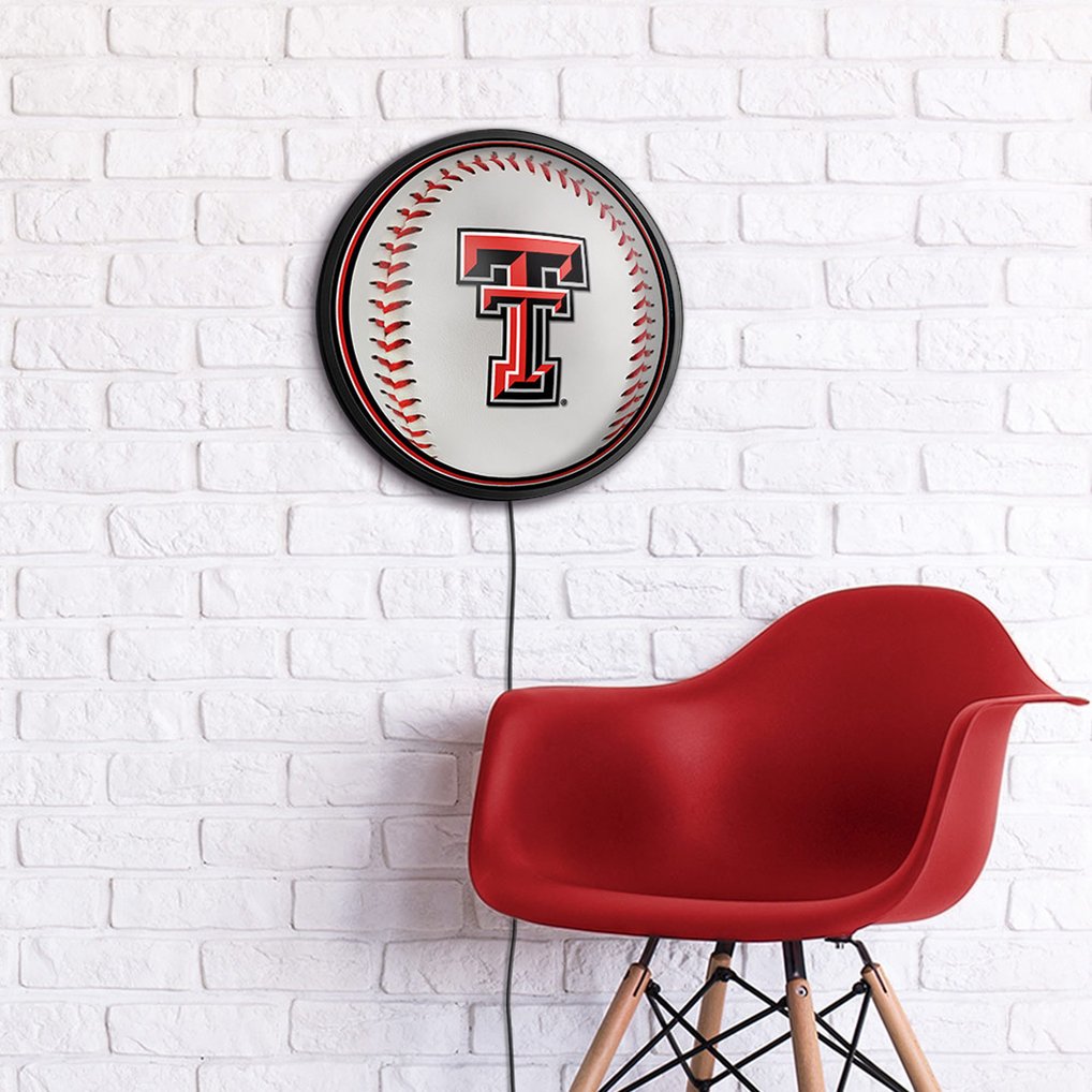 Texas Tech Red Raiders Baseball 18'' Round Slimline Illuminated Wall Sign