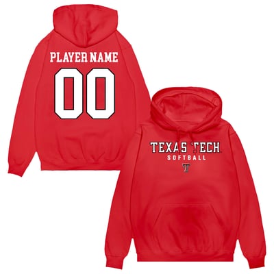 Texas Tech Red Raiders Unisex NIL Pick-A-Player Softball Pullover Hoodie - Red