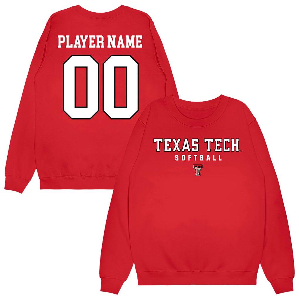 Texas Tech Red Raiders Unisex NIL Pick-A-Player Softball Sweatshirt - Red