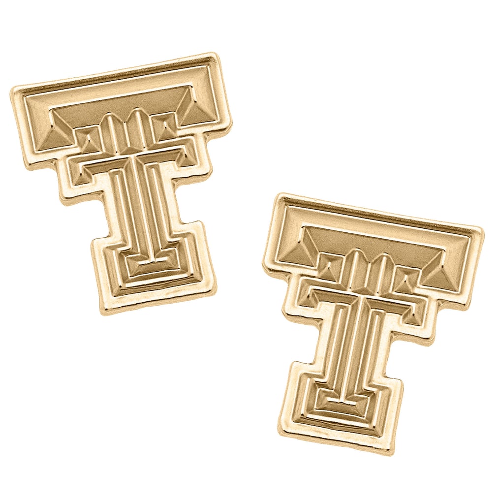Texas Tech Red Raiders CANVAS Style Women's 24K Gold Plated Stud Earrings