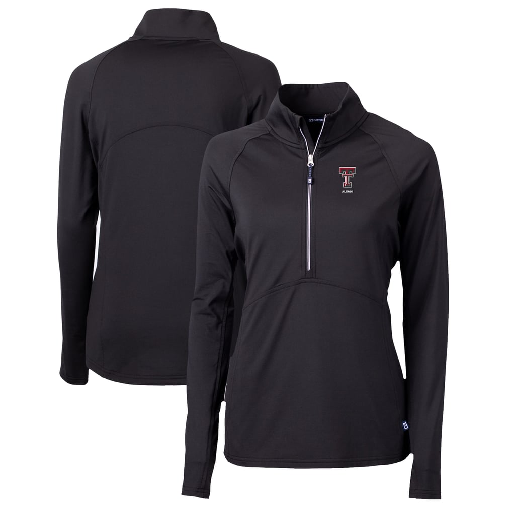  Texas Tech Red Raiders Cutter & Buck Women's Alumni Adapt Eco Knit Stretch Recycled Half-Zip Pullover Top - Black