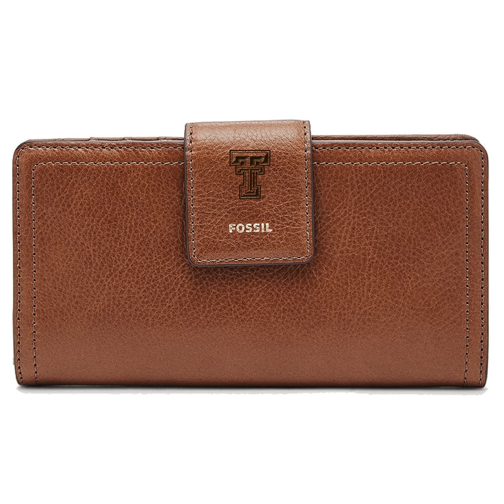 Texas Tech Red Raiders Fossil Women's Leather Logan RFID Tab Clutch - Brown