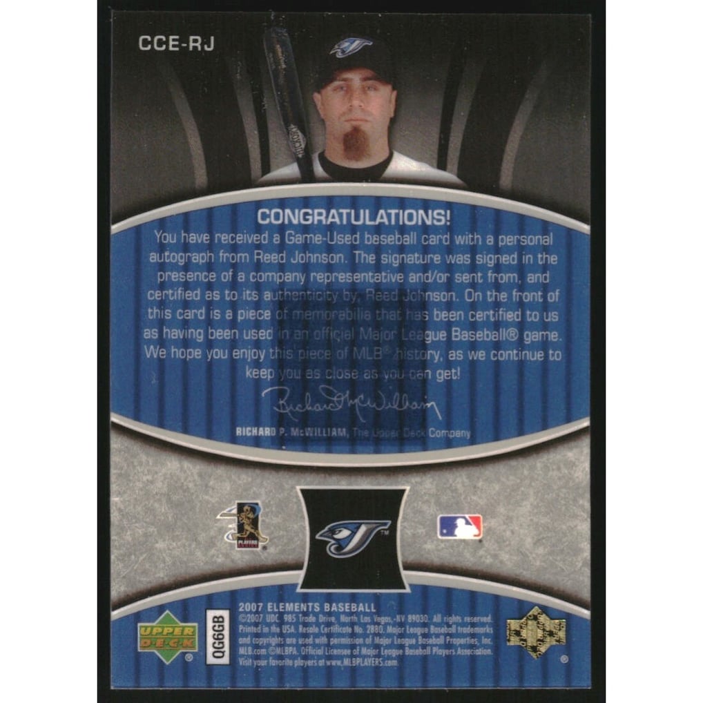 2007 Upper Deck Elements Clear Cut Elements Gold #RJ Reed Johnson