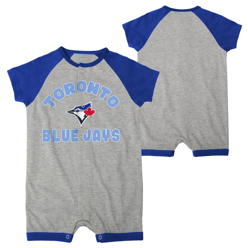  Toronto Blue Jays Infant Extra Base Hit Raglan Full-Snap Romper - Heather Gray