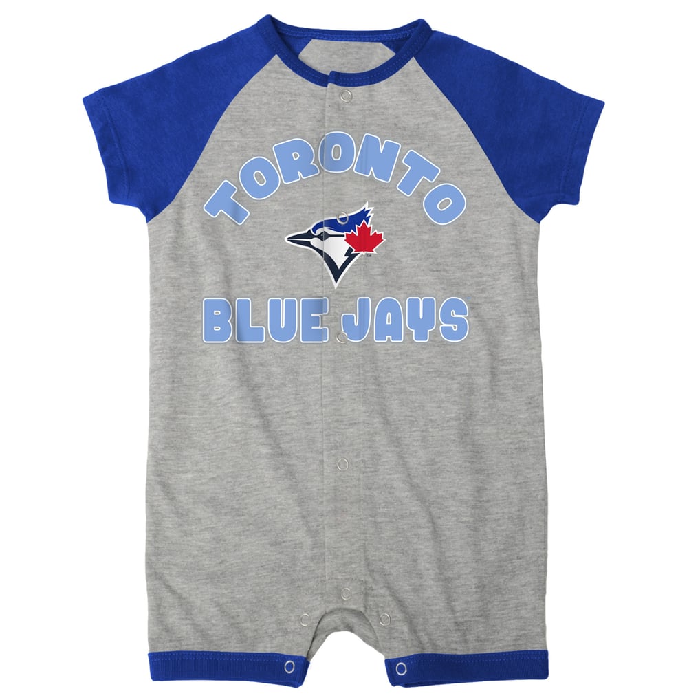  Toronto Blue Jays Infant Extra Base Hit Raglan Full-Snap Romper - Heather Gray