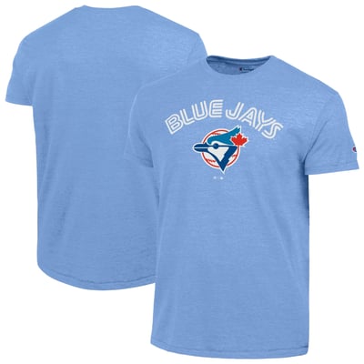  Toronto Blue Jays Champion Cooperstown Wordmark Lockup Tri-Blend T-Shirt - Powder Blue