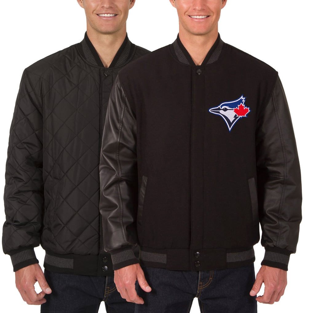 Toronto Blue Jays JH Design Wool Leather Reversible Full-Snap Jacket - Black