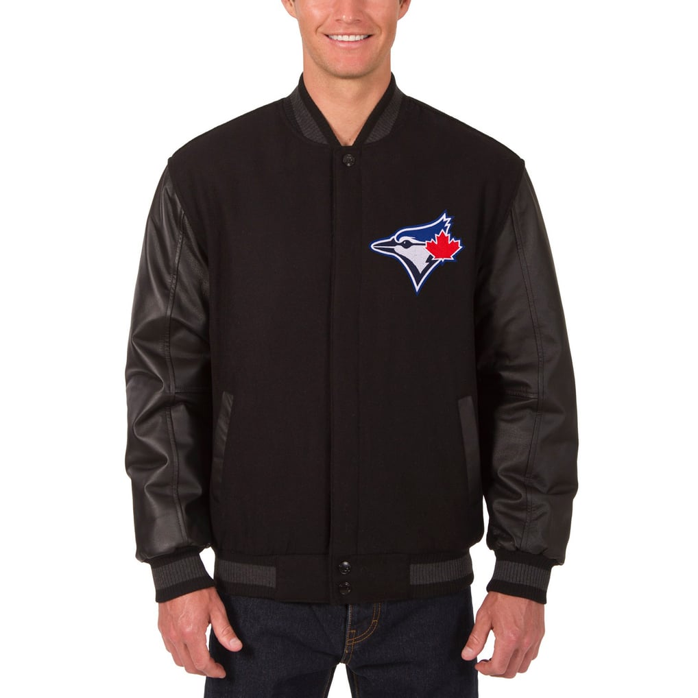 Toronto Blue Jays JH Design Wool Leather Reversible Full-Snap Jacket - Black